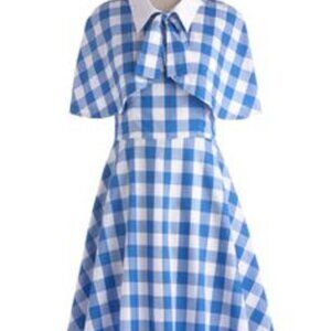 ModCloth Bea and Dot 1950s Vintage Style Gingham A-line Dress with Capelet